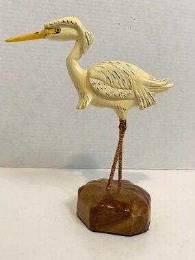 Hand Carved Heron Figurine 8.25" Tall